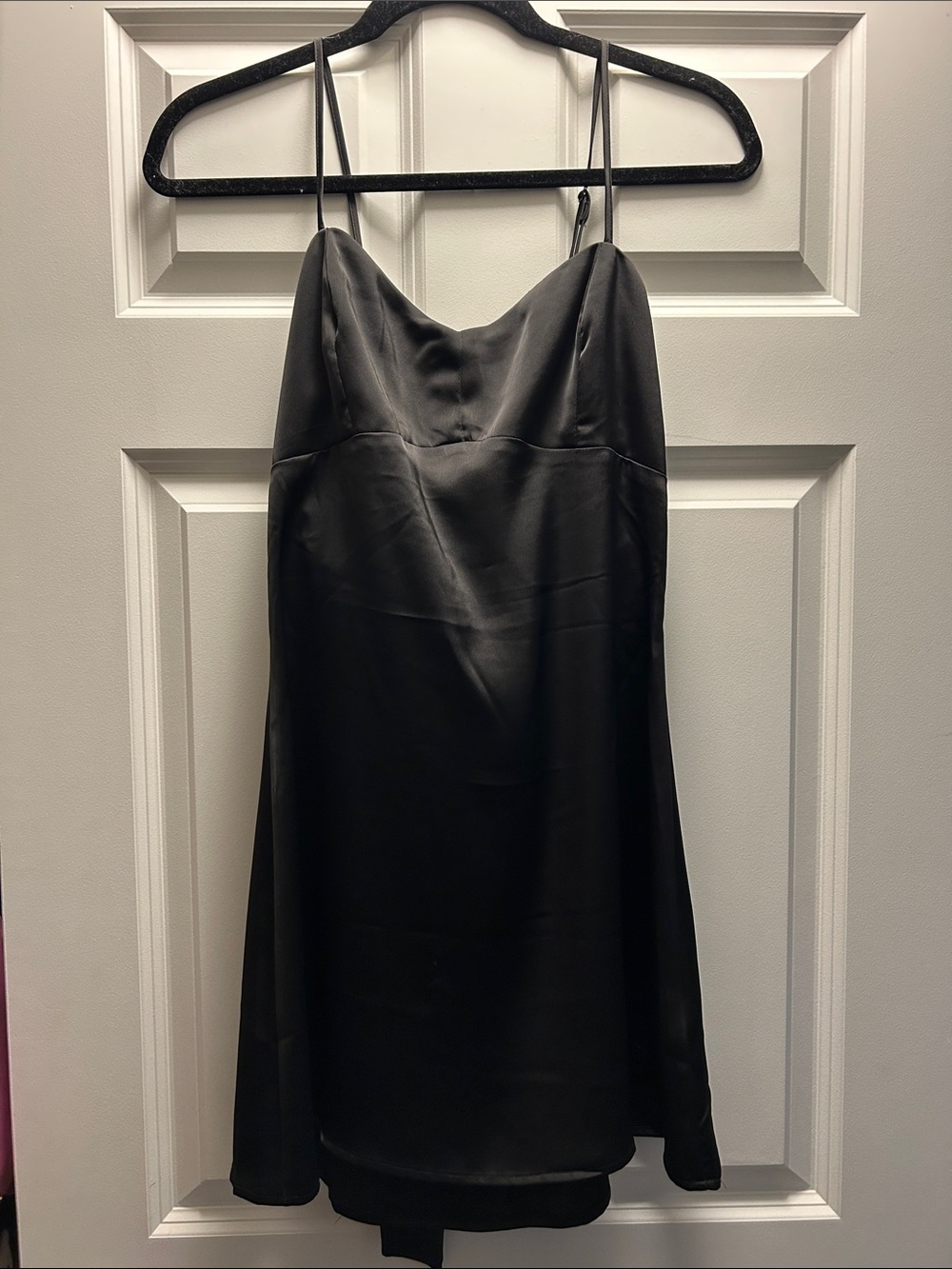 Urban Outfitters Black Satin Bella Bow Mini Dress